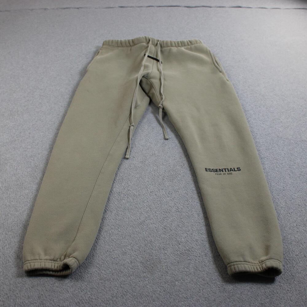 Fear Of God Essentials Sweatpants Mens Medium Beige Fleece Joggers Elastic Waist